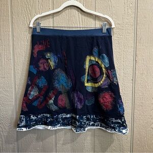 Navy Graphic Women's Midi Skirt